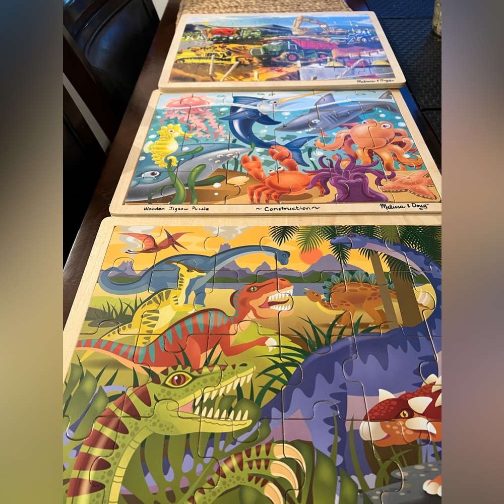 3 - 24 piece puzzles melissa and doug